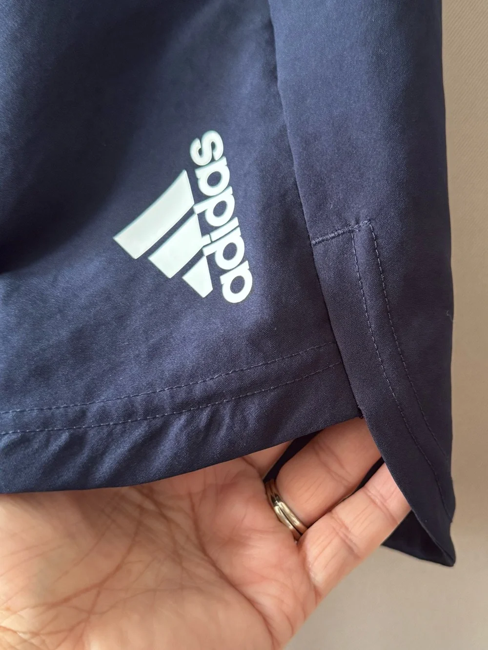 Men’s Adidas Navy Blue Athletic Shorts with White Logo - 6” Inseam Quick Dry